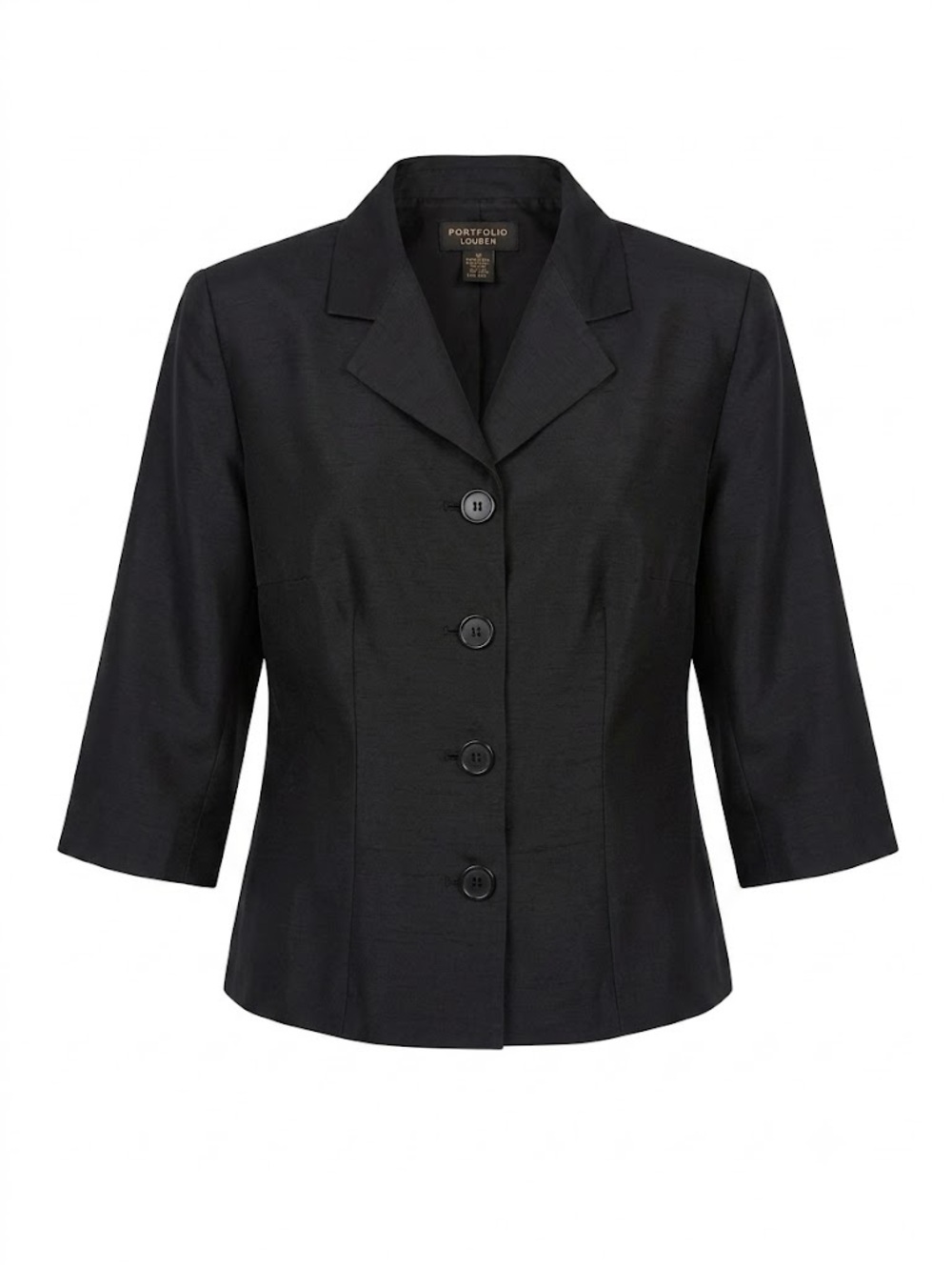 Portfolio Louben Black 100% silk blazer size 8 vintage made in Canada